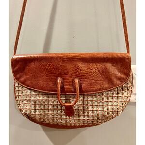 Vintage Susan Gail Leather Woven Shoulder Bag Crossbody Made in Italy